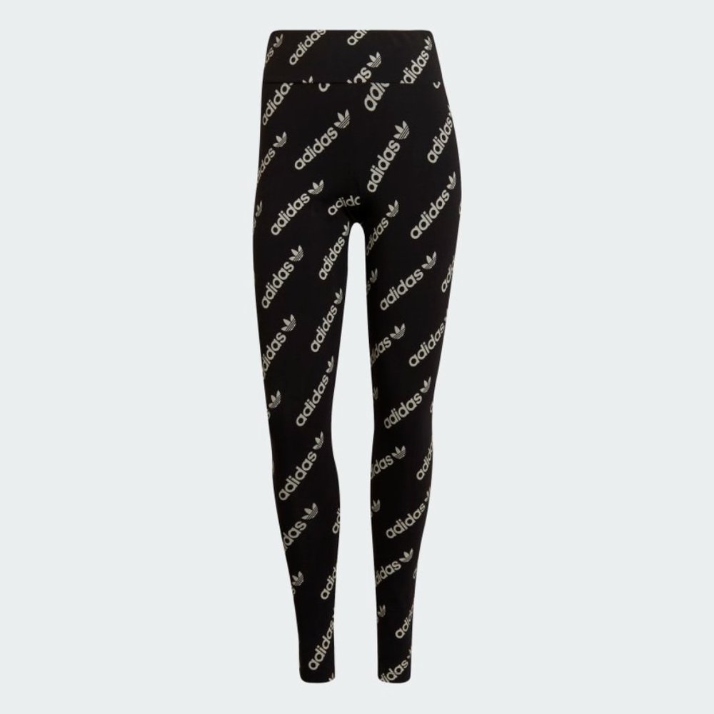 Adidas Tights Leggings Black White Logo Graphics -  Small